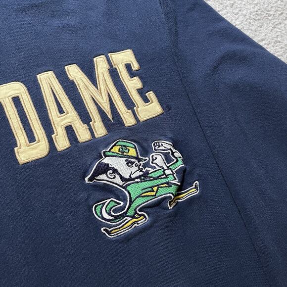 Notre Dame Hoodie Mens Medium Adidas Blue Vintage Embroidered Fighting Irish - Picture 5 of 12